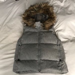 Grey GAP Fur Hooded Puffy Vest